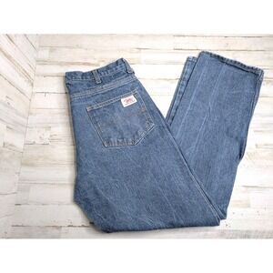 Roundhouse Men's Blue Jeans Straight Leg 36x32 Fits 34x32 Made In USA Denim Work